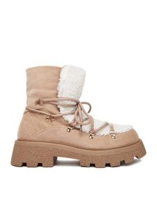 DeeZee Śniegowce 13211-5 Beżowy. Brązowe buty zimowe DeeZee, z materiału, bez obcasa, bez zapięcia. Za 239,99 zł.