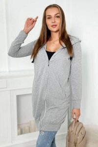 Bluza sukienkowa z kapturem szary melanż. Szare bluzy KESI, l, bez wzorów, z bawełny, z kapturem. Za 234,40 zł.