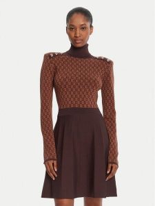 Gaudi Sukienka dzianinowa 521FD13004 Brązowy Regular Fit. Brązowe kombinezony Gaudi, xl, bez wzorów, z dzianiny, bez kołnierzyka, bez ramiączek. Za 439,99 zł.