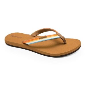Japonki damskie Rip Curl Freedom Bloom Open Toe. Brązowe klapki RIPCURL, bez wzorów, z otwartym noskiem, bez obcasa. Za 97,99 zł.