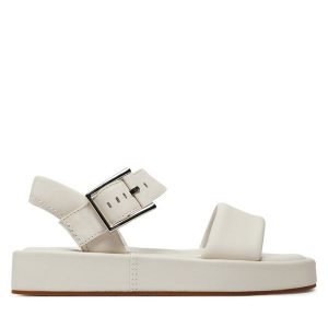 Sandały Clarks. Białe sandały Clarks, bez wzorów, bez obcasa, na płaskiej podeszwie, bez zapięcia. Za 289,99 zł.