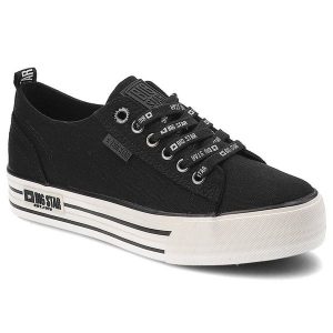 Czarne Trampki Big Star Modne Buty Damskie. Czarne trampki Big Star, bez wzorów, z dresówki, bez zapięcia. Za 159,00 zł.