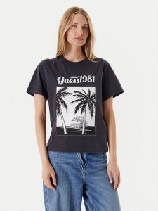 Guess T-Shirt W5YI17 I3Z14 Szary Regular Fit. Szare t-shirty Guess, xs, z aplikacjami, z bawełny, bez kołnierzyka, bez ramiączek. Za 139,99 zł.