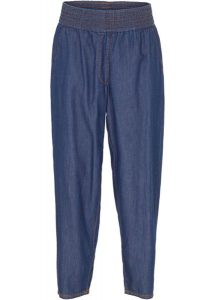 Dżinsy Mom, high waist, bawełna organiczna. Niebieskie jeansy bonprix, bez wzorów, z bawełny, z podwyższonym stanem. Za 119,99 zł.