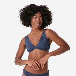 Góra stroju kąpielowego Roxy trójkąt. Niebieskie bikini Roxy, bez wzorów, z materiału. Za 79,99 zł.