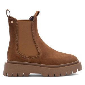 Botki Lasocki. Brązowe botki Lasocki, bez wzorów, bez obcasa, na płaskiej podeszwie, bez zapięcia. Za 149,99 zł.