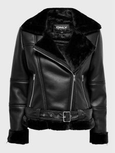ONLY Kurtka z imitacji skóry Agnete 15260002 Czarny Regular Fit. Czarne kurtki ONLY, l, bez wzorów, ze skóry, bez kaptura. Za 379,99 zł.