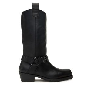 Kozaki Liu Jo. Czarne kozaki Liu Jo, bez wzorów, bez obcasa, na płaskiej podeszwie, bez zapięcia. Za 699,00 zł.