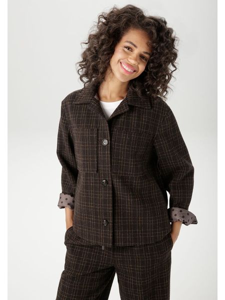 Aniston Kurtka koszulowa w kolorze ciemnobrązowym rozmiar: 42. Brązowe kurtki Aniston, bez wzorów, bez kaptura. Za 113,36 zł.