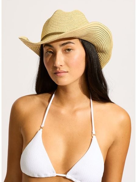 Seafolly Kapelusz w kolorze beżowym rozmiar: onesize. Brązowe kapelusze Seafolly, bez wzorów, z materiału. Za 73,95 zł.