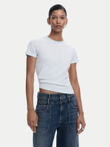 Desigual T-Shirt 25SWTK15 Błękitny Regular Fit. Niebieskie t-shirty Desigual, l, bez wzorów, z bawełny, bez kołnierzyka, bez ramiączek. Za 99,99 zł.