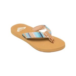 Klapki plażowe dla Kobiety PORTO Niebieski. Niebieskie klapki Roxy, bez wzorów, z poliesteru, bez obcasa. Za 99,99 zł.