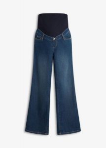 Jeansy ciążowe z bawełną organiczną, loose fit. Niebieskie jeansy bonprix, bez wzorów, z bawełny. Za 169,99 zł.