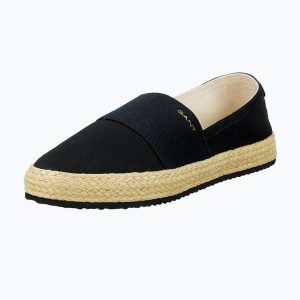 Espadryle damskie GANT Raffiaville. Czarne espadryle GANT, bez wzorów, z materiału, bez obcasa. Za 389,99 zł.