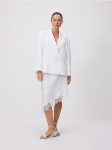 Marynarka z domieszką wełny - biały. Białe marynarki i żakiety Reserved, l, bez wzorów, z lyocellu. Za 299,99 zł.