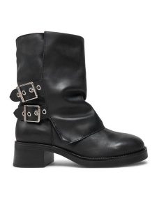 Steve Madden Botki Bonfire SM11003415 Czarny. Czarne botki Steve Madden, bez wzorów, ze skóry, bez obcasa, na płaskiej podeszwie, bez zapięcia. Za 539,99 zł.