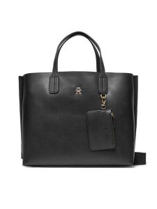Tommy Hilfiger Torebka Th Distinct Satchel AW0AW17335 Czarny. Czarne torebki klasyczne TOMMY HILFIGER, bez wzorów, ze skóry, bez dodatków. Za 539,99 zł.