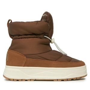 Śniegowce Pepe Jeans. Brązowe buty zimowe Pepe Jeans, z jeansu, bez obcasa, bez zapięcia. Za 749,99 zł.