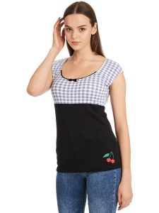 Pussy Deluxe Koszulka w kolorze czarno-błękitnym rozmiar: XXL. Czarne bluzki Pussy Deluxe, xxl, bez wzorów, bez kołnierzyka, bez ramiączek. Za 61,46 zł.