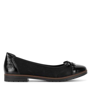 Baleriny Rieker. Czarne balerinki Rieker, bez wzorów, bez obcasa, bez zapięcia. Za 319,99 zł.
