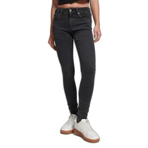 Damskie dżinsy skinny z bawełny organicznej mid-rise Superdry Vintage. Czarne spodnie dresowe Superdry, bez wzorów, z bawełny. Za 372,70 zł.