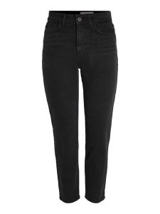 Noisy may Dżinsy "Moni" - Tapered fit - w kolorze czarnym rozmiar: W25/L32. Czarne jeansy Noisy may, z aplikacjami, ze skóry, z podwyższonym stanem. Za 52,67 zł.