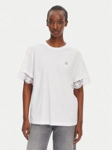TWINSET T-Shirt 251TT2410 Biały Relaxed Fit. Białe t-shirty Twinset, xl, bez wzorów, z bawełny, bez kołnierzyka, bez ramiączek. Za 279,99 zł.