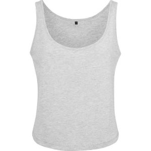 Wrzosowy Podkoszulek Oversize Dla Kobiet. Szare koszulki sportowe BUILD YOUR BRAND, bez wzorów, bez ramiączek. Za 41,99 zł.