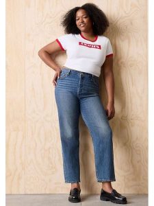 Levi's Koszulka w kolorze biało-czerwonym rozmiar: L. Białe bluzki Levi's®, l, bez wzorów, z bawełny, bez kołnierzyka, bez ramiączek. Za 73,93 zł.