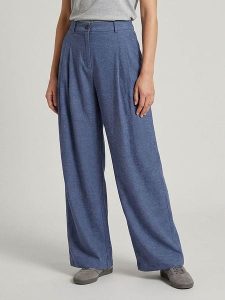 MOSS COPENHAGEN Spodnie "Viana" w kolorze niebieskim rozmiar: XL. Niebieskie spodnie z wysokim stanem Moss Copenhagen, bez wzorów, z materiału, z podwyższonym stanem. Za 166,49 zł.