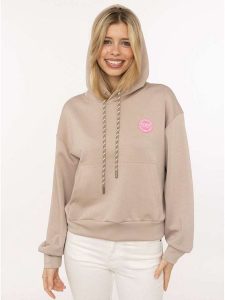Zwillingsherz Bluza "Good Vibes Only Patch" w kolorze beżowym rozmiar: L/XL. Brązowe bluzy Zwillingsherz, l, bez wzorów, z kapturem. Za 183,59 zł.