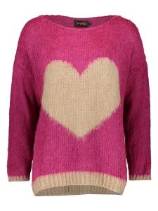 Miss goodlife Sweter "Heart" w kolorze beżowo-różowym rozmiar: L. Brązowe swetry oversize miss goodlife, l, bez wzorów, z wełny, bez ramiączek. Za 219,60 zł.