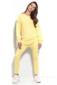 Cytrynowe Dresowe Spodnie z Prostymi Nogawkami. Żółte spodnie dresowe SALE, m, bez wzorów, z bawełny. Za 171,90 zł.