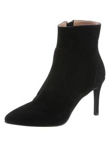 Heine Skórzane botki w kolorze czarnym rozmiar: 39. Czarne botki Heine, bez wzorów, bez obcasa, na szpilce, bez zapięcia. Za 135,81 zł.