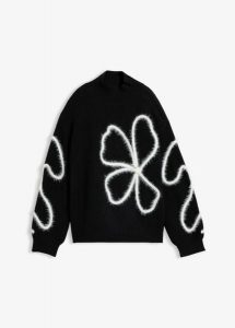 Sweter z cienkiej dzianiny. Czarne swetry klasyczne bonprix, z dzianiny, bez kołnierzyka. Za 149,99 zł.