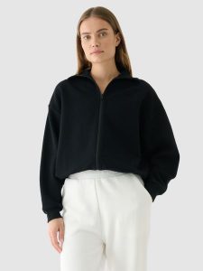 4F Bluza crop top rozpinana bez kaptura damska - czarna XL. Czarne bluzy 4f, xl, bez wzorów, z bawełny, bez kaptura. W wyprzedaży za 79,99 zł.