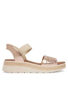 Skechers Sandały Bobs Sun Ray 114415/RSGD Złoty. Żółte sandały Skechers, bez wzorów, ze skóry, bez obcasa, na płaskiej podeszwie, bez zapięcia. Za 319,99 zł.