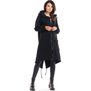 Czarna Ciepła Bluza Typu Parka. Czarne bluzy Infinite You, l, bez wzorów, z bawełny, bez kaptura. Za 244,90 zł.