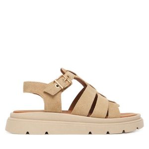 Sandały Tamaris. Brązowe sandały Tamaris, bez wzorów, bez obcasa, na płaskiej podeszwie, bez zapięcia. Za 379,99 zł.