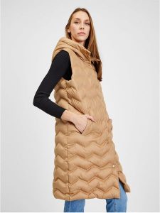 Orsay Kamizelka pikowana w kolorze karmelowym rozmiar: 40. Brązowe kamizelki Orsay, bez wzorów, bez kołnierzyka, bez ramiączek, bez kaptura. Za 152,99 zł.