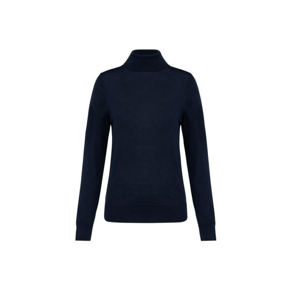 Damski sweter z merynosów z golfem Kariban Premium. Niebieskie golfy KARIBAN, bez wzorów, z wełny. Za 298,50 zł.