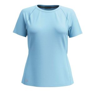Koszulka damska Smartwool Active Ultralite. Niebieskie bluzki Smartwool, bez wzorów, sportowe, bez kołnierzyka, bez ramiączek. Za 241,00 zł.