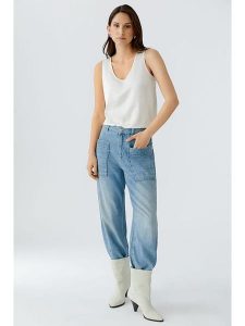 Oui Top w kolorze białym rozmiar: 44. Białe topy Oui, bez wzorów, bez kołnierzyka, bez ramiączek. Za 152,99 zł.