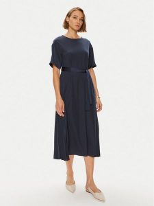Weekend Max Mara Sukienka codzienna Jordan 2425626021 Granatowy Standard Fit. Niebieskie sukienki Weekend Max Mara, na co dzień, m, bez wzorów, z syntetyku, bez kołnierzyka, bez ramiączek, proste. Za 569,99 zł.