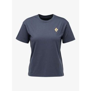 Koszulka bawełniana damska Black Diamond Heritage Badge SS Tee. Niebieskie koszulki sportowe Black Diamond, bez wzorów, z bawełny, bez ramiączek. Za 140,99 zł.