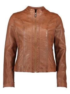 HIS Skórzana kurtka w kolorze jasnobrązowym rozmiar: 42. Brązowe kurtki HIS, bez wzorów, ze skóry, bez kaptura. Za 583,95 zł.