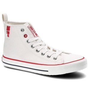 Białe Trampki Big Star Damskie Modne Półbuty. Białe półbuty Big Star, bez wzorów, z gumy, przed kolano, bez zapięcia. Za 99,99 zł.