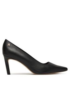 Tommy Hilfiger Szpilki Logo Pump Slanted Hl FW0FW08993 Czarny. Czarne szpilki TOMMY HILFIGER, bez wzorów, ze skóry, bez obcasa. Za 459,99 zł.