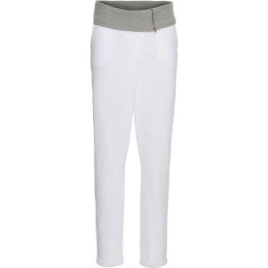Spodnie dresowe bonprix biało - jasnoszary melanż. Spodnie dresowe marki bonprix. Za 49,99 zł.
