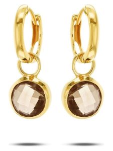 Les Petites Précieuses Pozłacane kolczyki-kreole z kwarcem rozmiar: onesize. Żółte kolczyki Les Petites Précieuses, z kwarcem, pozłacane. Za 165,99 zł.